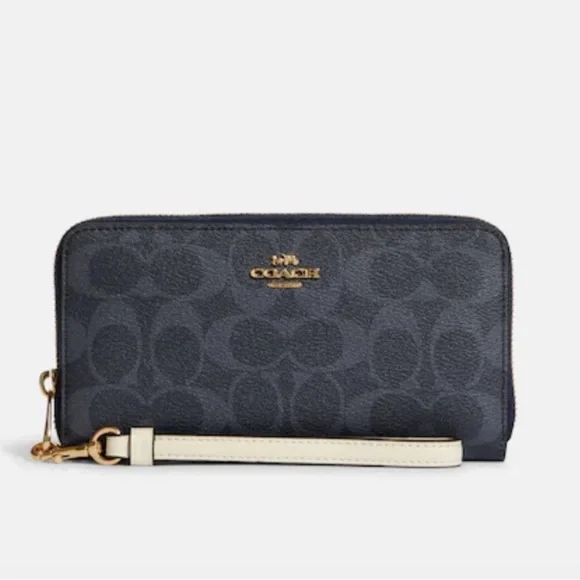 Coach Long Zip Around Wallet Wristlet In Signature Canvas Gold/DENIM MULTI
NWT - Picture 5 of 16